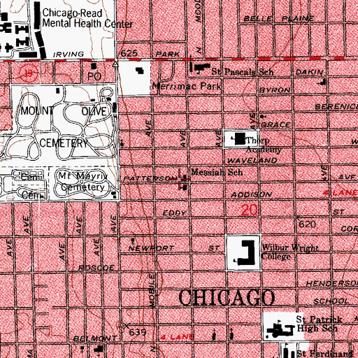 Topographic Map of Messiah Lutheran Church, IL
