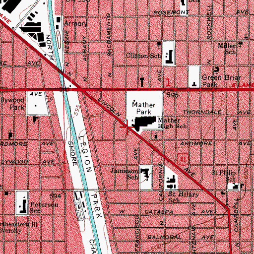 Topographic Map of Metropolitan Business College, IL