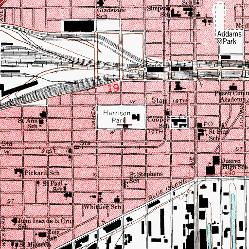 Topographic Map of Mexican Fine Arts Center Museum, IL