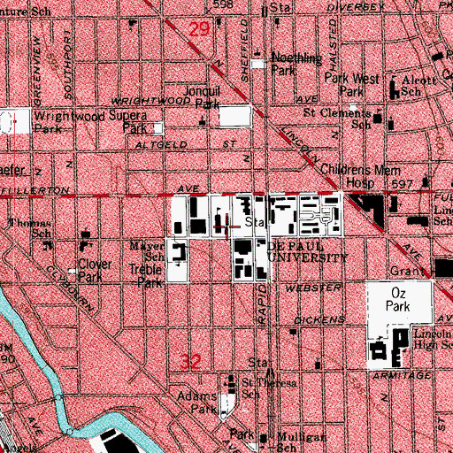 Topographic Map of Michael J O'Connell Center, IL