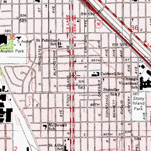 Topographic Map of Midway Driving School, IL