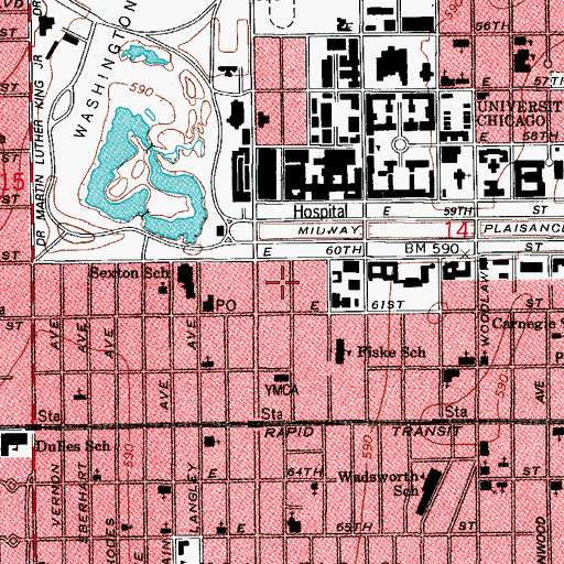 Topographic Map of Midway Residence Hall, IL