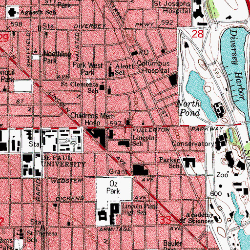 Topographic Map of Midwest Academy, IL