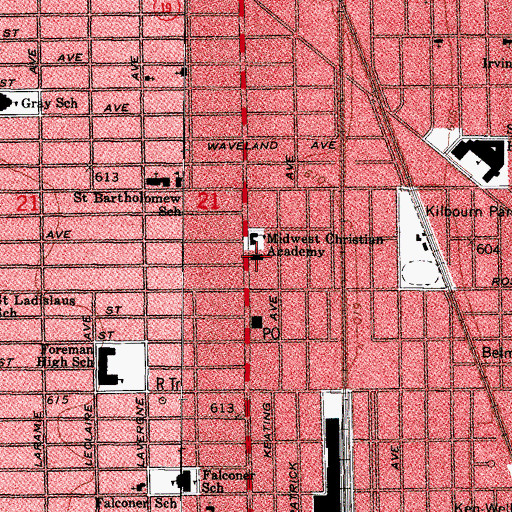 Topographic Map of Midwest Bible Church, IL