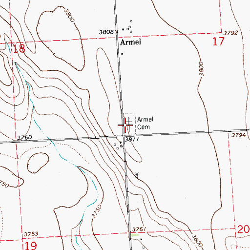 Topographic Map of Armel Cemetery, CO