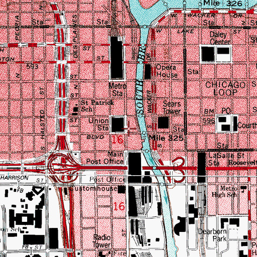 Topographic Map of Mid-America Commodity Exchange Building, IL