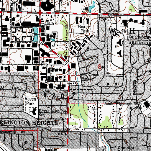 Topographic Map of Mill Creek Park, IL