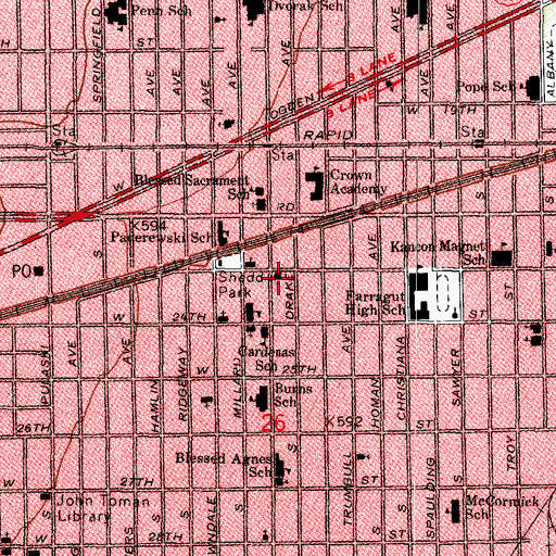 Topographic Map of Millard Congregational Church, IL