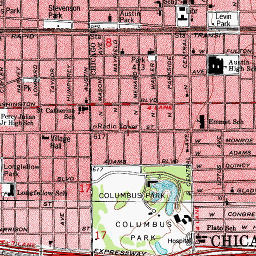 Topographic Map of Miriam Daniels School, IL