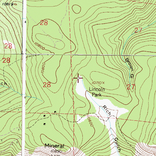 Topographic Map of Lincoln Park, CO