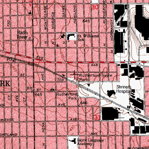 Topographic Map of Mont Clare Congregational Church, IL