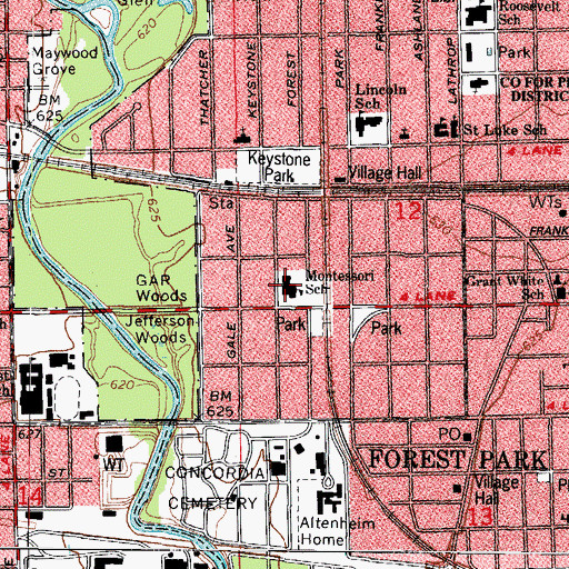 Topographic Map of Montessori School, IL
