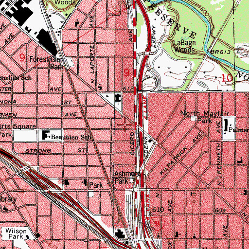 Topographic Map of Montgomery Ward Driving School, IL