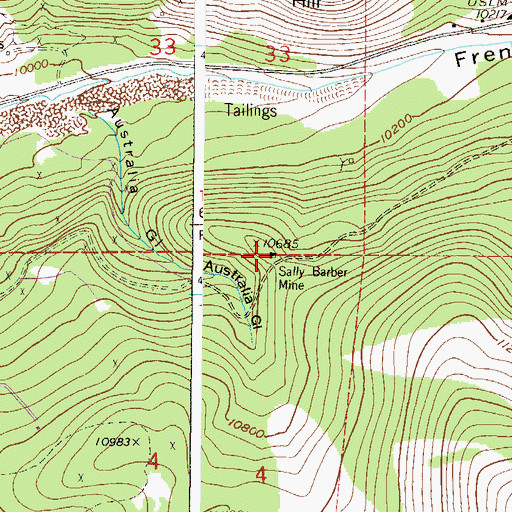 Topographic Map of Sally Barber Mine, CO