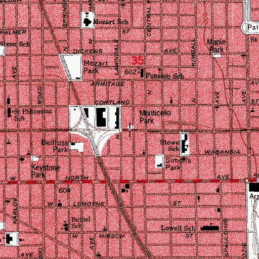 Topographic Map of Monticello Park, IL