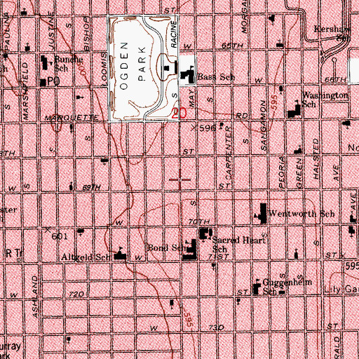 Topographic Map of Monument of Faith Evangalistic Church, IL
