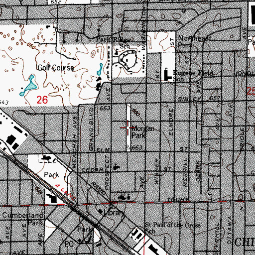 Topographic Map of Morgan Park, IL