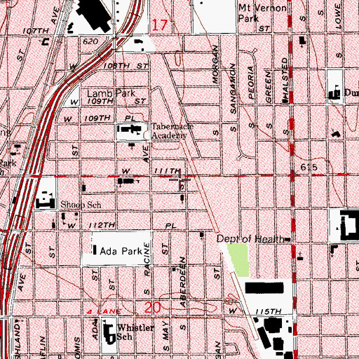 Topographic Map of Morgan Park Church of God and Christ, IL