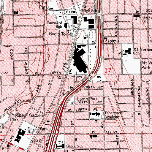 Topographic Map of Morgan Park Community Church, IL