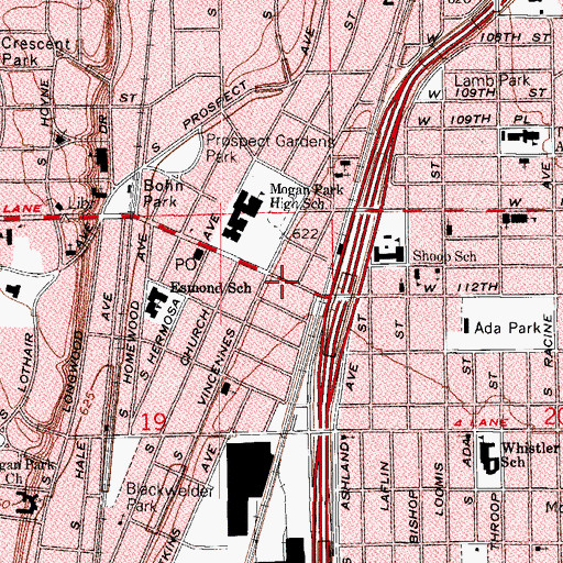 Topographic Map of Morgan Park Pentecostal Church, IL
