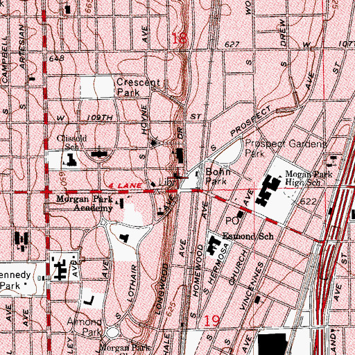 Topographic Map of Morgan Park Presbyterian Church, IL