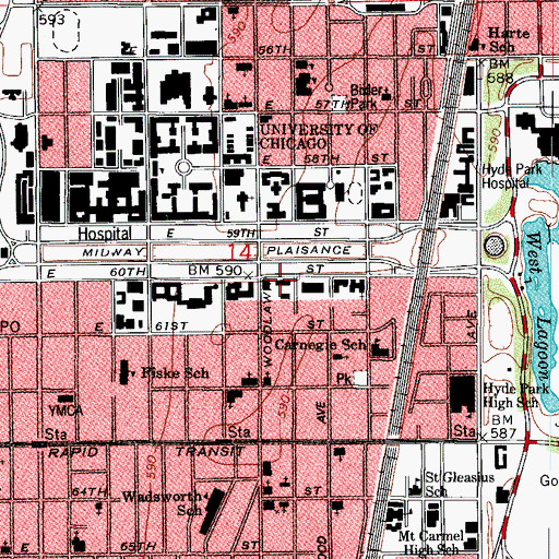 Topographic Map of Mott Hall, IL