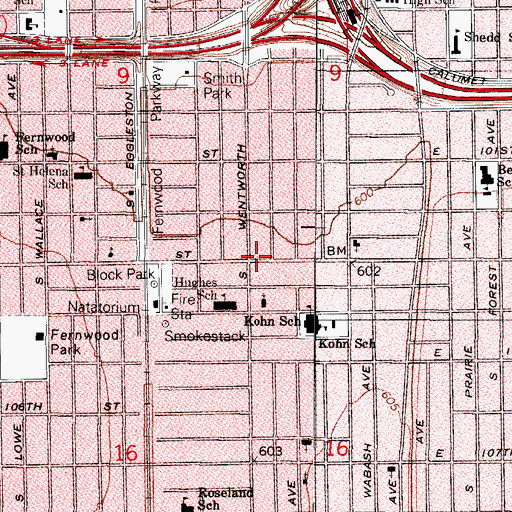 Topographic Map of Mount Calvary Interdenominational Church, IL