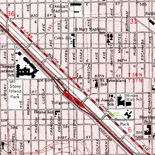 Topographic Map of Mount Helm Missionary Baptist Church, IL
