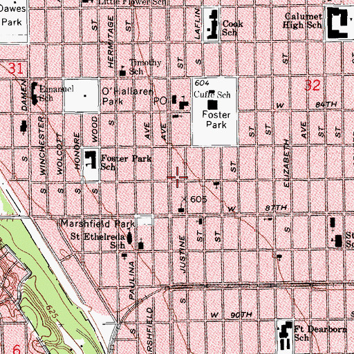 Topographic Map of Mount Helm Missionary Baptist Church, IL