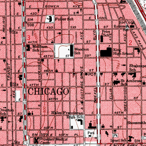 Topographic Map of Mount Olive African Methodist Episcopal Church, IL