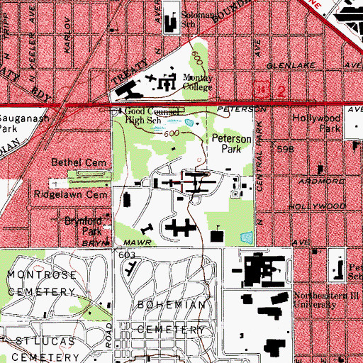 Topographic Map of Municipal Tuberculosis Sanitarium (historical), IL