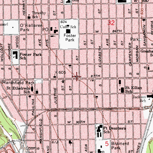 Topographic Map of L H Day School, IL