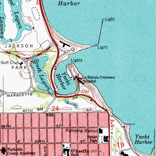 Topographic Map of La Rabida Children's Hospital, IL
