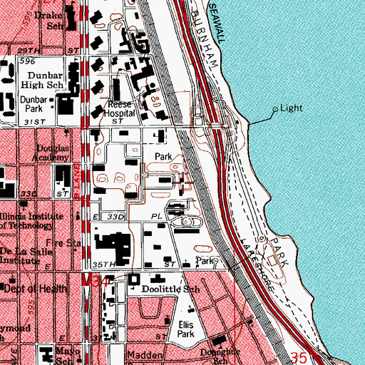 Topographic Map of Lake Meadows Tennis Club, IL