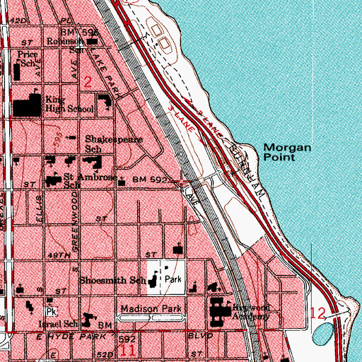 Topographic Map of Lake Park Plaza, IL