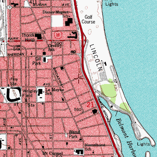 Topographic Map of Lake Shore Montessori Day Care Center, IL