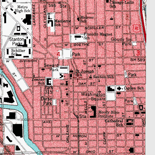 Topographic Map of Lake Shore Teaching and Learning Center, IL