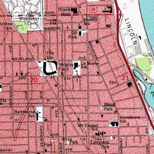 Topographic Map of Lake View Lutheran Church, IL