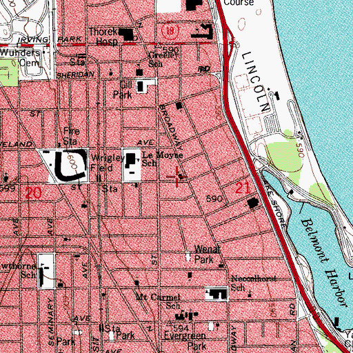 Topographic Map of Lake View Presbyterian Church, IL