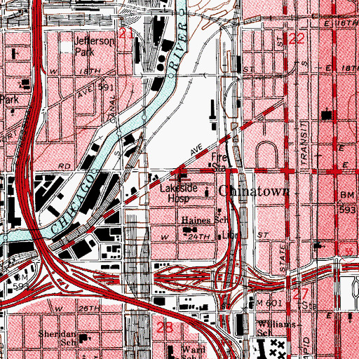 Topographic Map of Lakeside Hospital (historical), IL