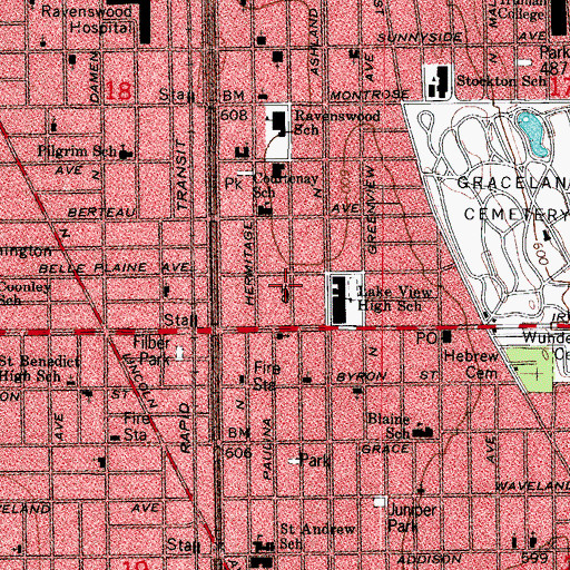Topographic Map of Lakeview Congregation of Jehovahs Witnesses, IL