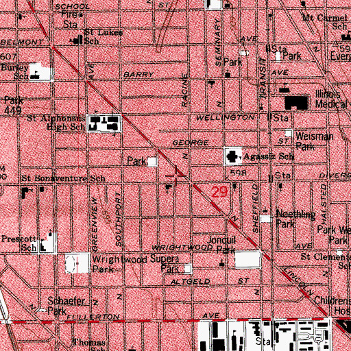 Topographic Map of Lakeview Mennonite Brethren Church, IL