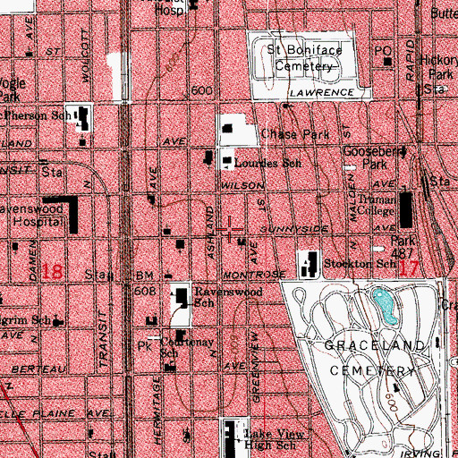Topographic Map of Lakeview United Methodist Church, IL