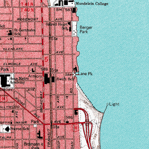 Topographic Map of Lane Park, IL