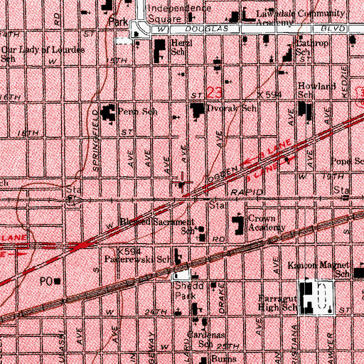 Topographic Map of Lawndale Community Presbyterian Church, IL
