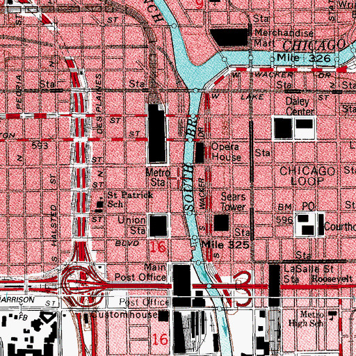 Topographic Map of LaFramboises Store (historical), IL