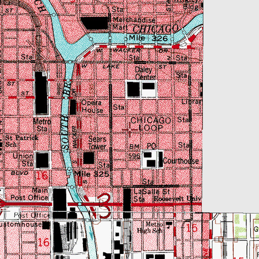 Topographic Map of LaSalle - Monroe Building, IL