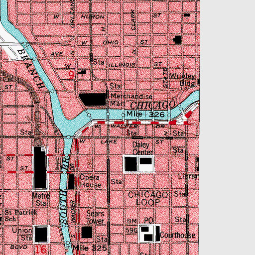 Topographic Map of LaSalle - Wacker Building, IL