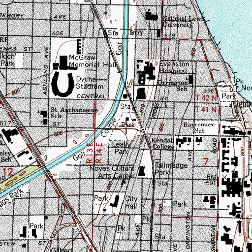 Topographic Map of Leahy Park, IL