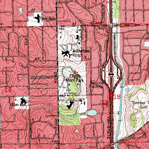 Topographic Map of Legge Memorial Park, IL